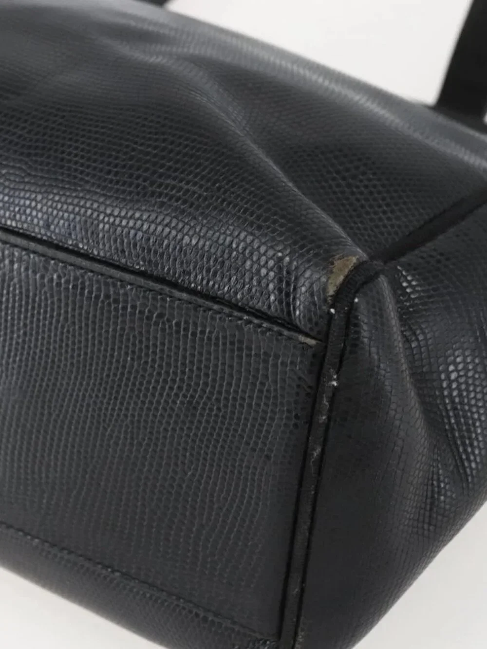 Salvatore Ferragamo Vala Tote Bag Leather Black Gold Auth am10419